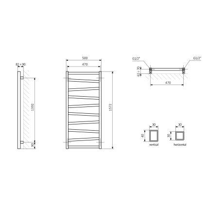 Sapho - ZIG Bathroom Radiator 582W/230V 50x157 cm Anthracite