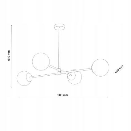 SARIUS Rod Chandelier 4x G9/6W/230V, Gold