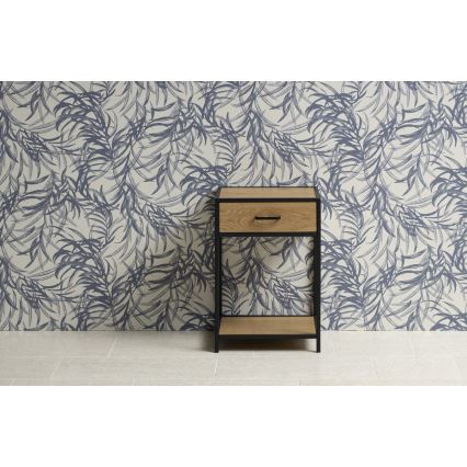 SARON Bedside Table, Oak/Black