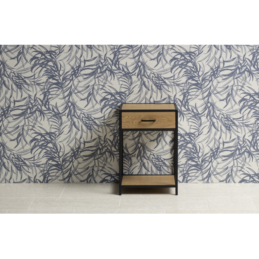 SARON Bedside Table, Oak/Black