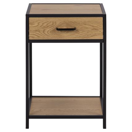 SARON Bedside Table, Oak/Black