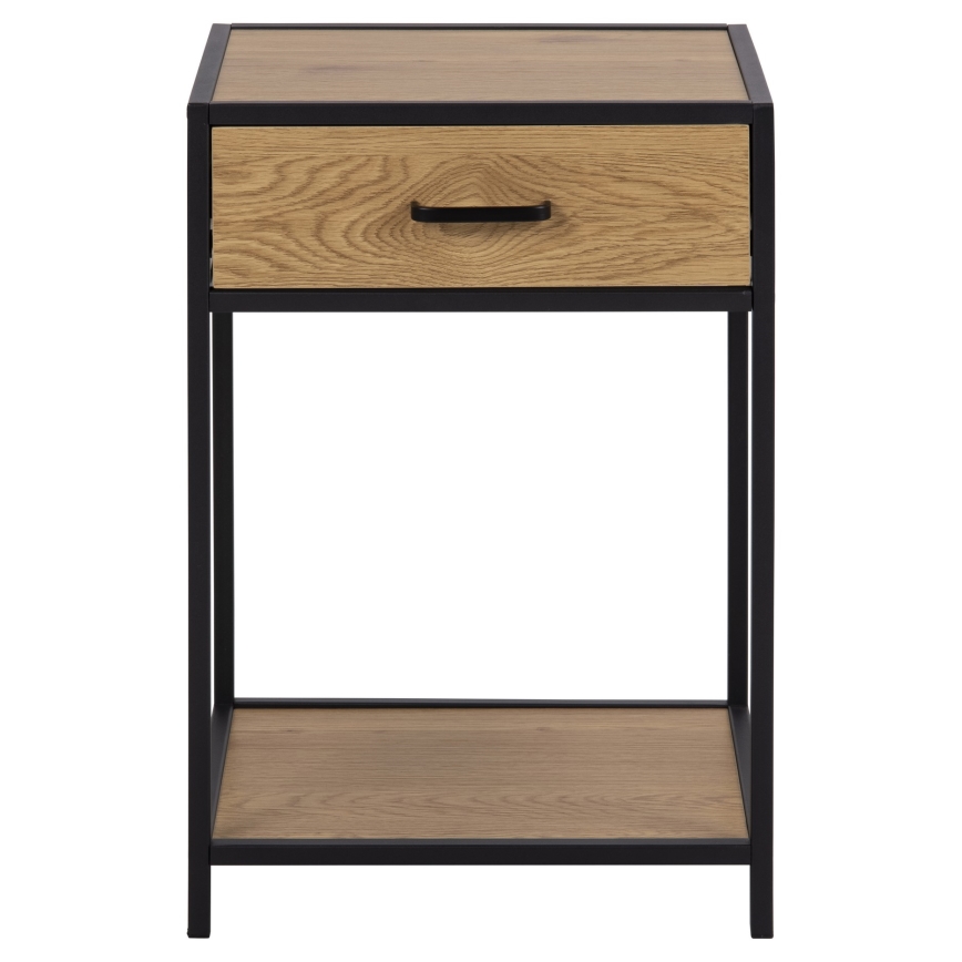 SARON Bedside Table, Oak/Black