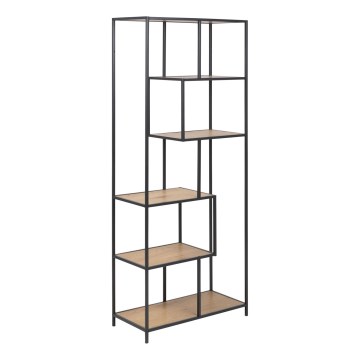 SARON Oak/Black Bookcase