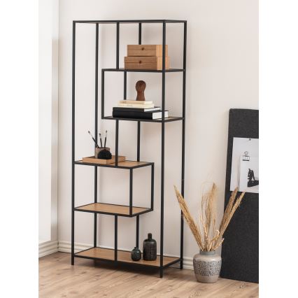 SARON Oak/Black Bookcase