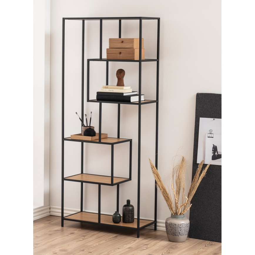 SARON Oak/Black Bookcase