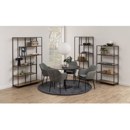 SARON Oak/Black Bookcase