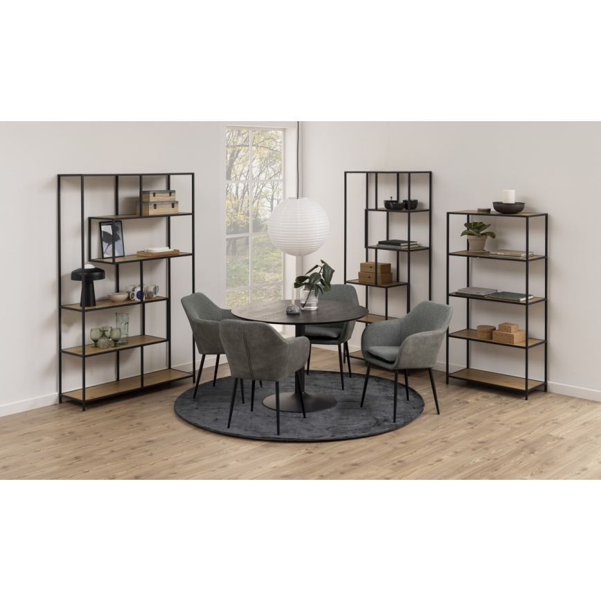 SARON Oak/Black Bookcase