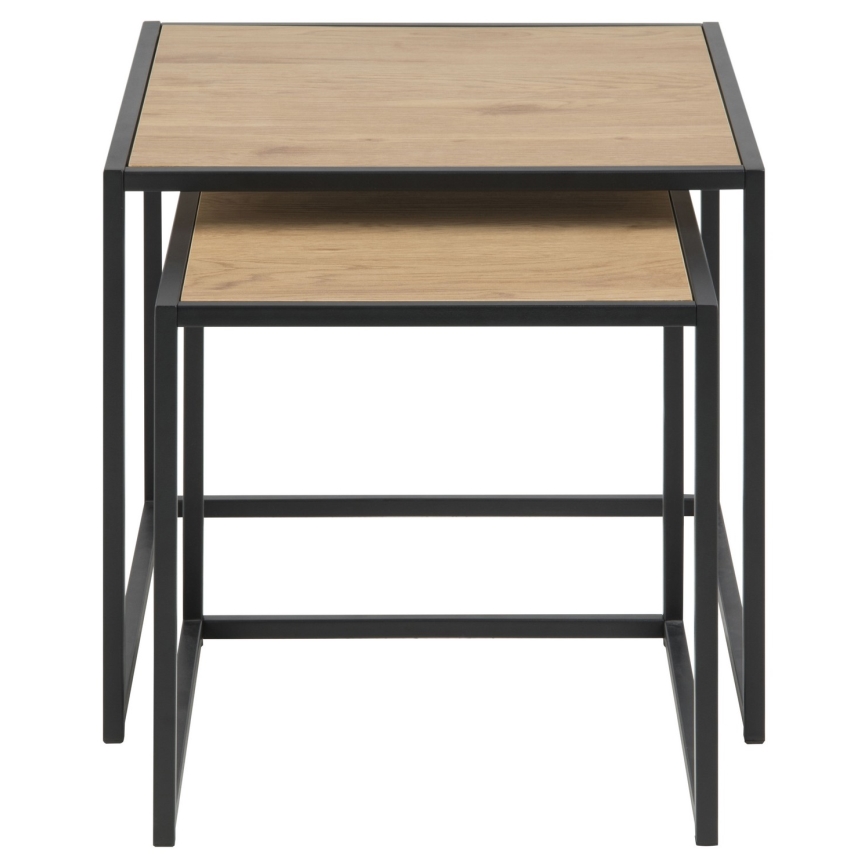 SARON Set of 2 Coffee Tables, Oak/Black