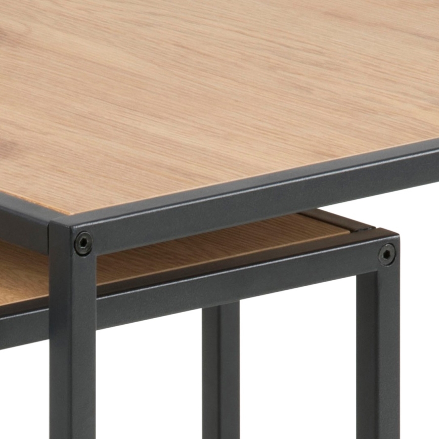 SARON Set of 2 Coffee Tables, Oak/Black