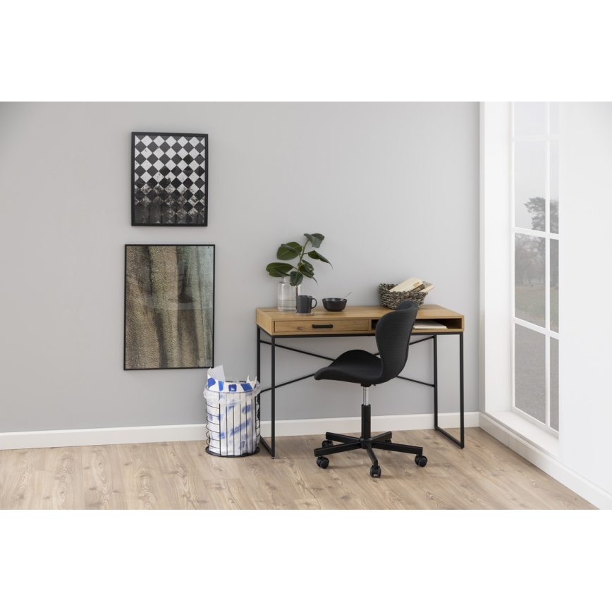 SARON Writing Desk, Oak/Black