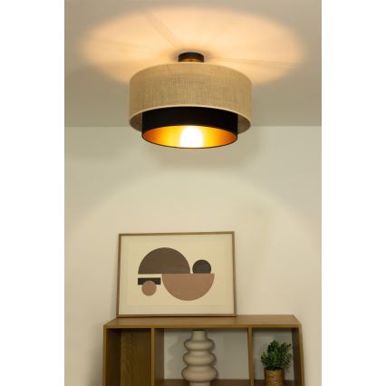 SARTA Flush-Mount Ceiling Light 1xE27/60W/230V Ø 45 cm Black/Jute