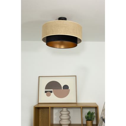 SARTA Flush-Mount Ceiling Light 1xE27/60W/230V Ø 45 cm Black/Jute