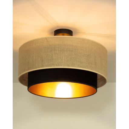 SARTA Flush-Mount Ceiling Light 1xE27/60W/230V Ø 45 cm Black/Jute