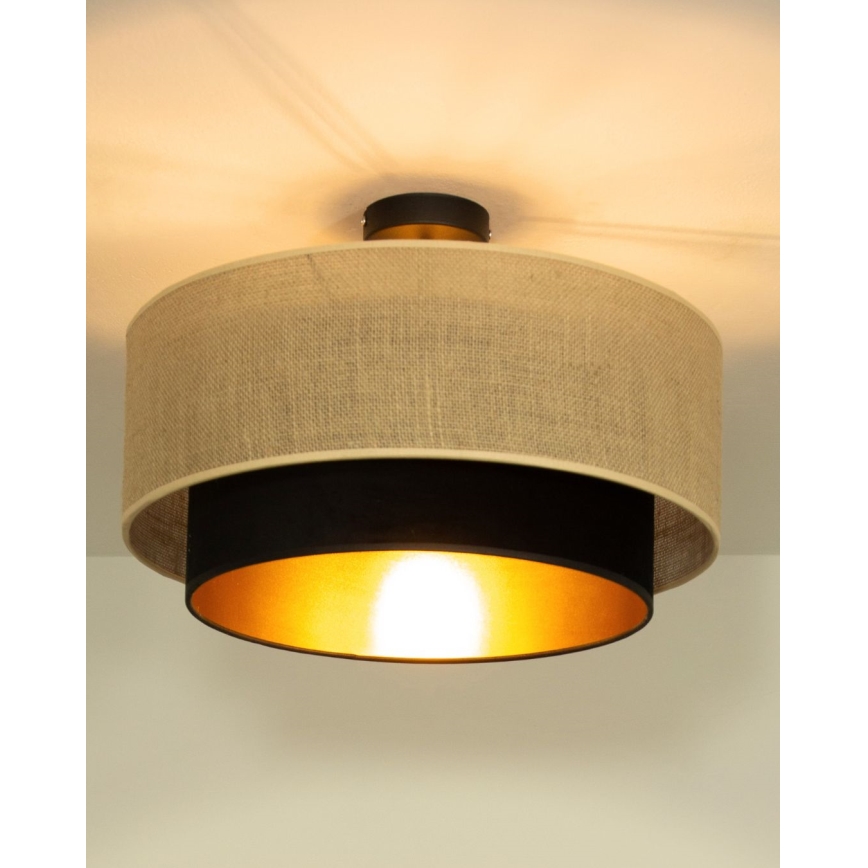 SARTA Flush-Mount Ceiling Light 1xE27/60W/230V Ø 45 cm Black/Jute