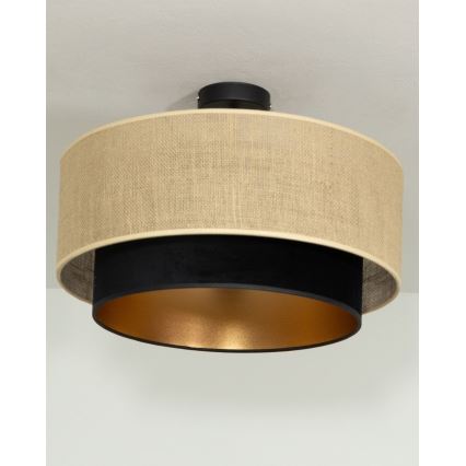 SARTA Flush-Mount Ceiling Light 1xE27/60W/230V Ø 45 cm Black/Jute