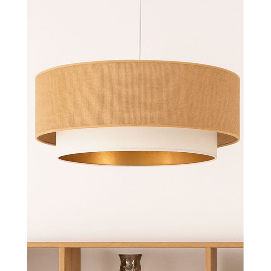 SARTA pendant light on cord, 1xE27/60W/230V, Ø 45 cm, white/jute