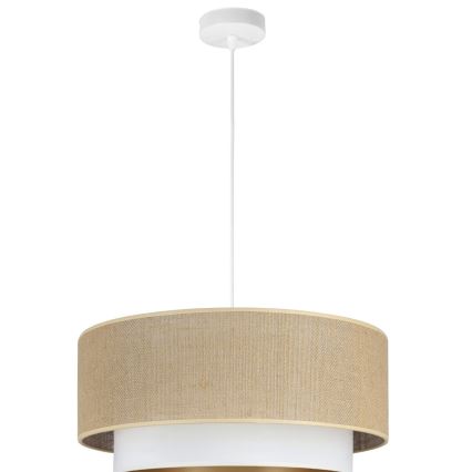 SARTA pendant light on cord, 1xE27/60W/230V, Ø 45 cm, white/jute