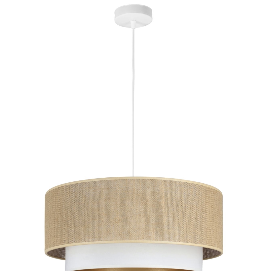 SARTA pendant light on cord, 1xE27/60W/230V, Ø 45 cm, white/jute