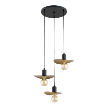 SAVANA Cable-Hung Chandelier 3xE27/15W/230V Black/Gold