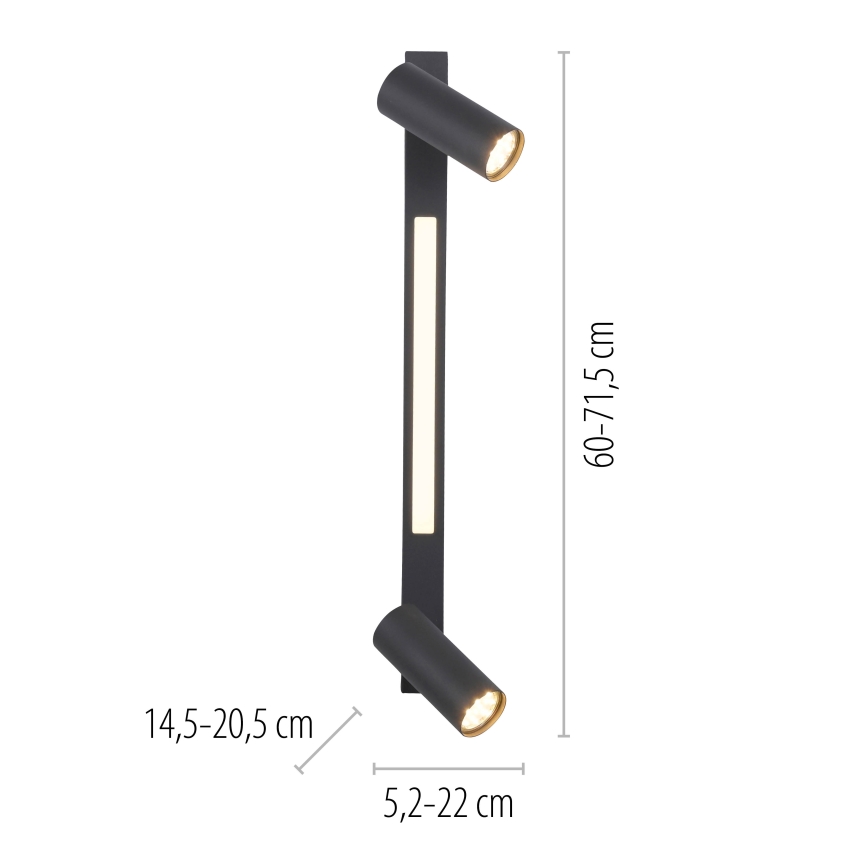 Schöner Wohnen 11793-18 - DANTE LED spotlight 2x GU10/10W/230V + LED/7.2W black