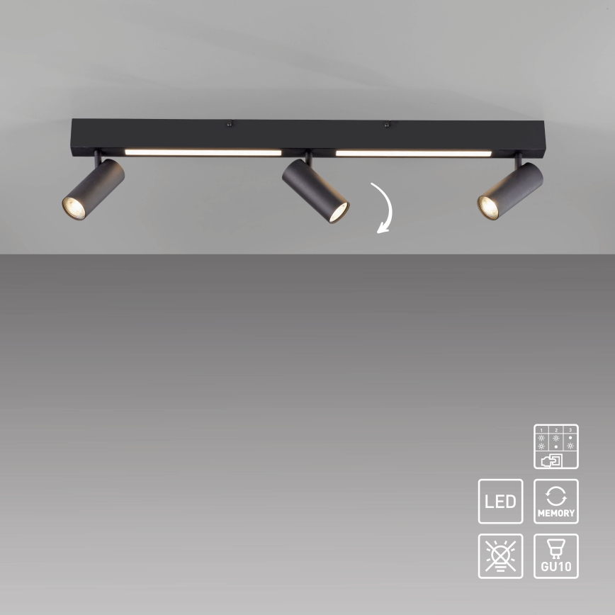 Schöner Wohnen 11794-18 - LED spotlight DANTE 3xGU10/10W/230V + LED/14,4W black