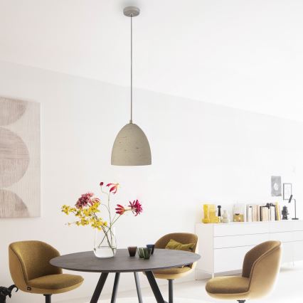 Schöner Wohnen 12540-42 - TRAVENTA cable-hung pendant light 1x E27/40W/230V Ø 21 cm, concrete