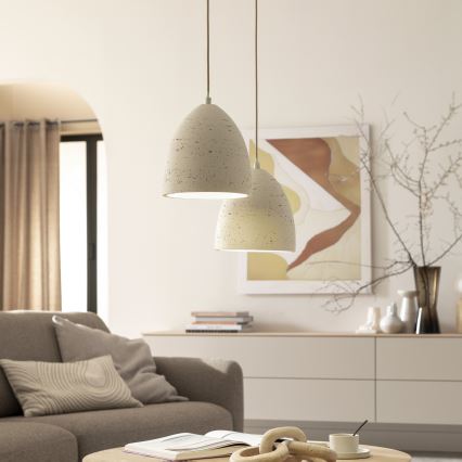 Schöner Wohnen 12540-42 - TRAVENTA cable-hung pendant light 1x E27/40W/230V Ø 21 cm, concrete