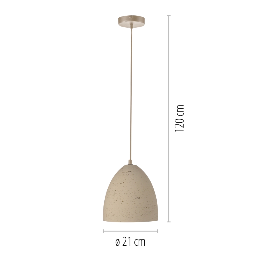 Schöner Wohnen 12540-42 - TRAVENTA cable-hung pendant light 1x E27/40W/230V Ø 21 cm, concrete