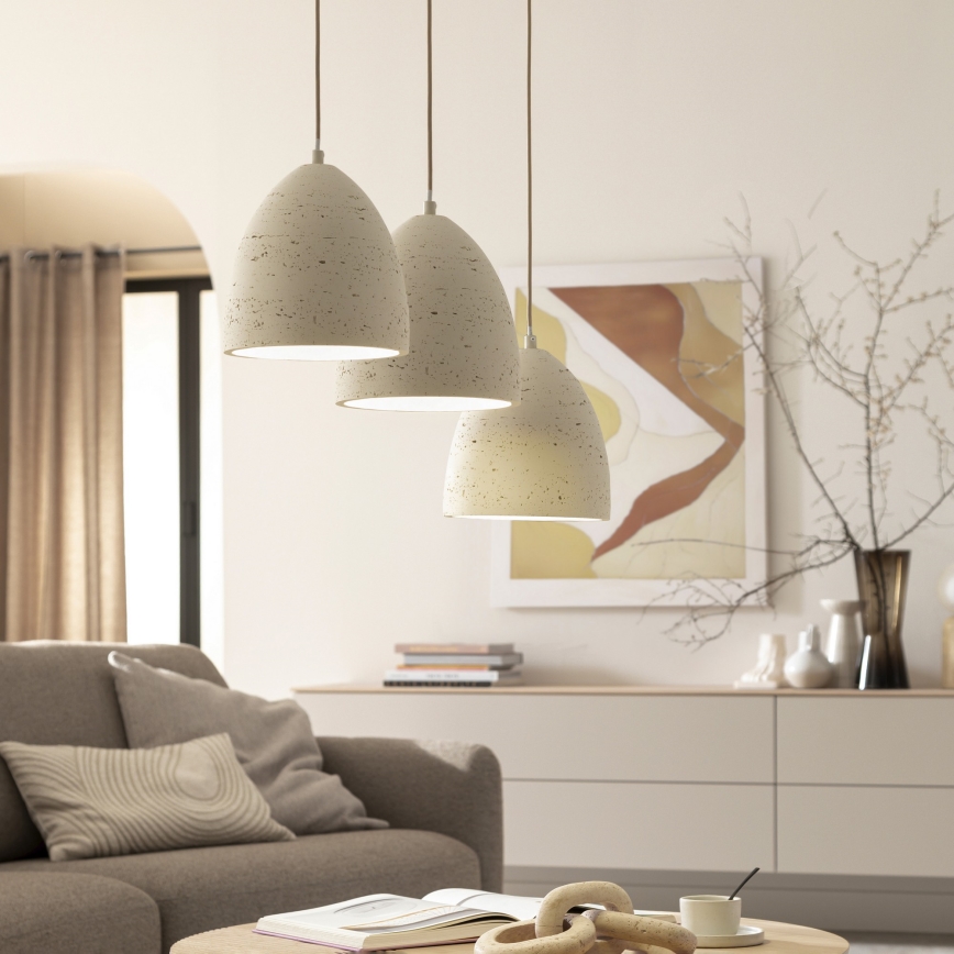 Schöner Wohnen 12541-42 - TRAVENTA cable-suspended pendant 3xE27/40W/230V concrete