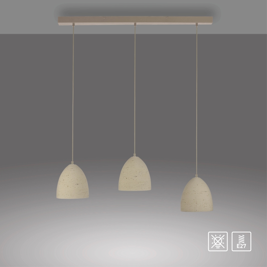 Schöner Wohnen 12541-42 - TRAVENTA cable-suspended pendant 3xE27/40W/230V concrete