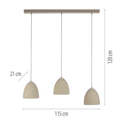 Schöner Wohnen 12541-42 - TRAVENTA cable-suspended pendant 3xE27/40W/230V concrete