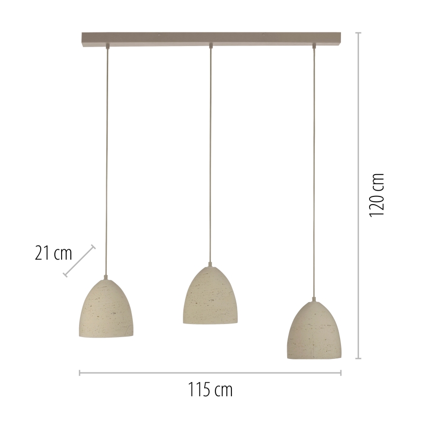 Schöner Wohnen 12541-42 - TRAVENTA cable-suspended pendant 3xE27/40W/230V concrete