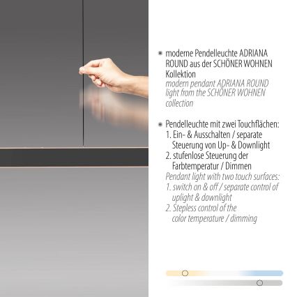 Schöner Wohnen 12577-18 - ADRIANA ROUND LED dimmable pendant light on cable 2xLED/24W/230V 2700/3000/3500/4000/5000K 160 cm black