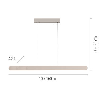 Schöner Wohnen 12577-39 - ADRIANA ROUND Dimmable LED pendant on cable, 2xLED/24W/230V, selectable 2700/3000/3500/4000/5000K, grey