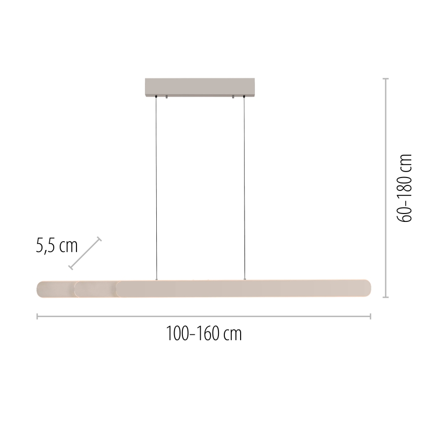 Schöner Wohnen 12577-39 - ADRIANA ROUND Dimmable LED pendant on cable, 2xLED/24W/230V, selectable 2700/3000/3500/4000/5000K, grey