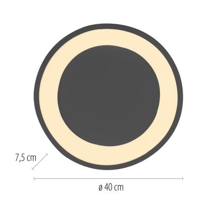 Schöner Wohnen 14233-18 - MONTA LED dimmable ceiling light, 21W/230V, Ø 40 cm, black