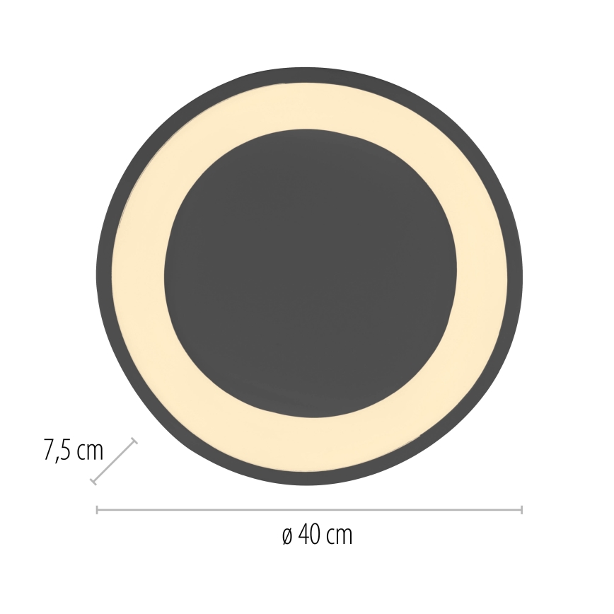 Schöner Wohnen 14233-18 - MONTA LED dimmable ceiling light, 21W/230V, Ø 40 cm, black