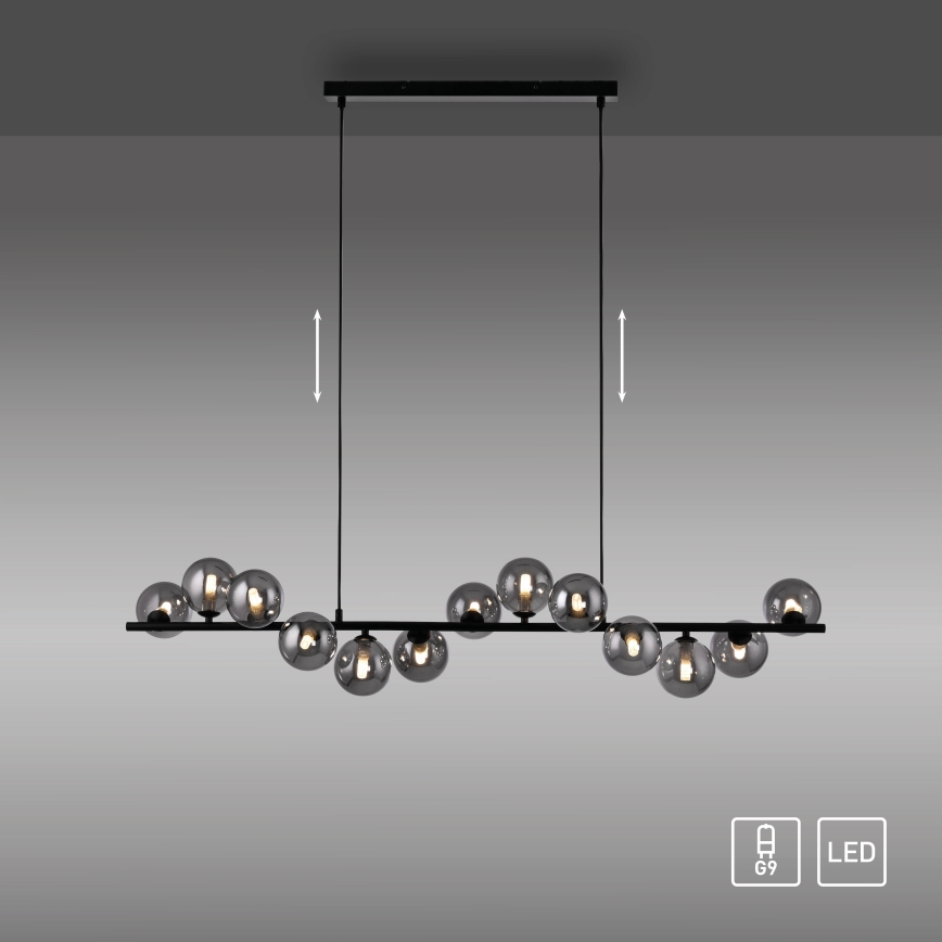 Schöner Wohnen 14504-18 - LED cable-suspended chandelier DUBAI 13xG9/3W/230V black/smoky