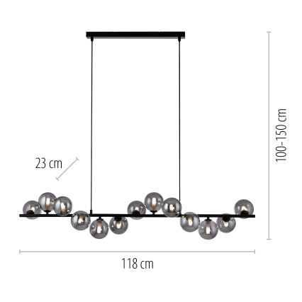Schöner Wohnen 14504-18 - LED cable-suspended chandelier DUBAI 13xG9/3W/230V black/smoky