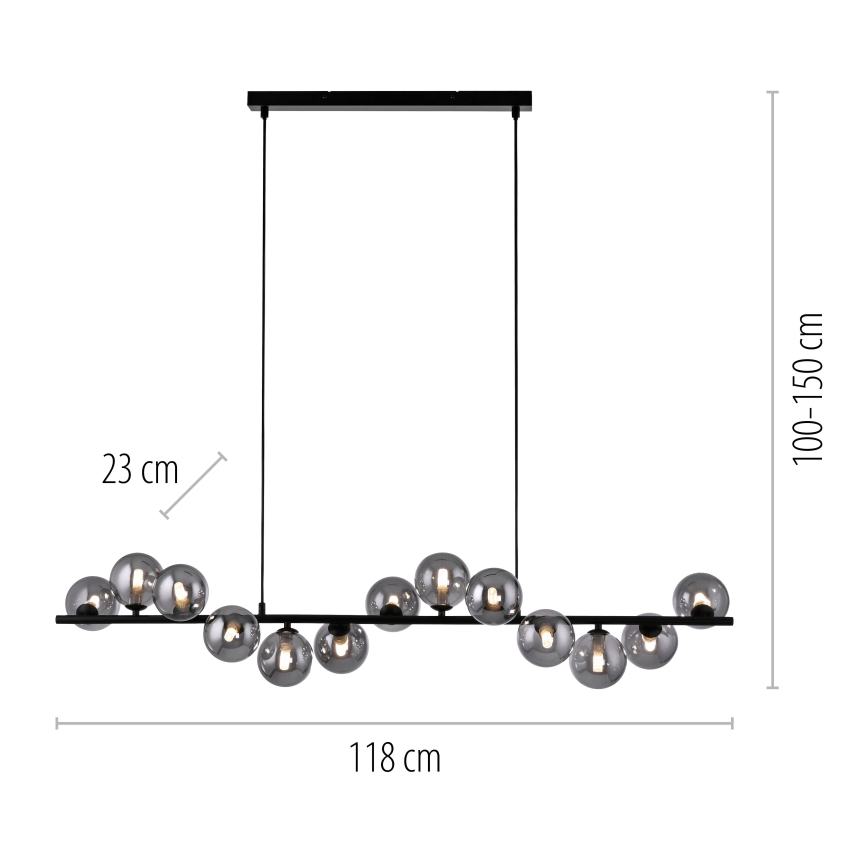 Schöner Wohnen 14504-18 - LED cable-suspended chandelier DUBAI 13xG9/3W/230V black/smoky