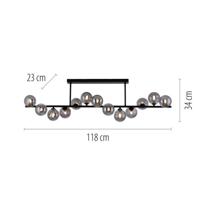 Schöner Wohnen 14505-18 - DUBAI LED pendant on rod, 13×G9/3W/230V, Black/Smoked
