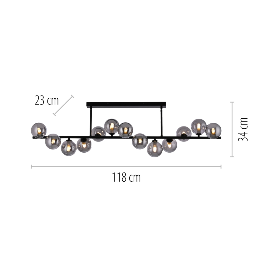 Schöner Wohnen 14505-18 - DUBAI LED pendant on rod, 13×G9/3W/230V, Black/Smoked