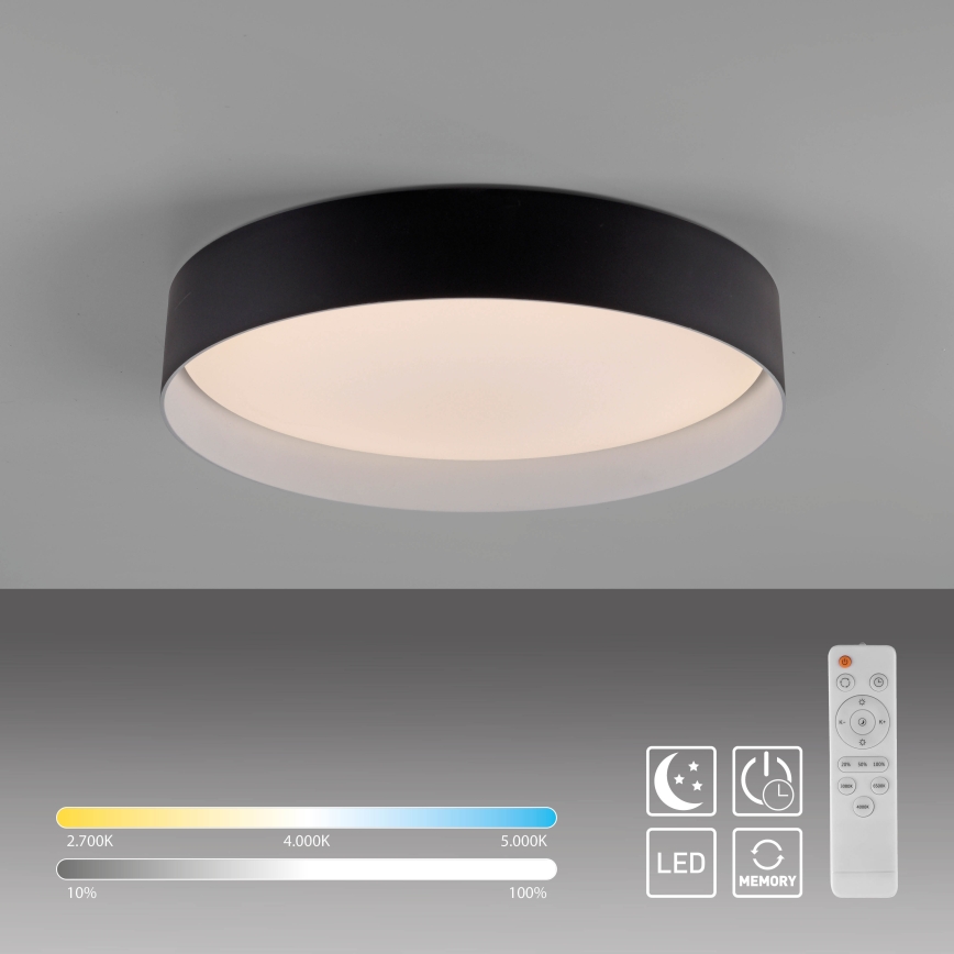 Schöner Wohnen 14594-18 - Dimmable LED ceiling light TAVOLI LED/20W/230V 2700-6500K Ø 39 cm black + remote control
