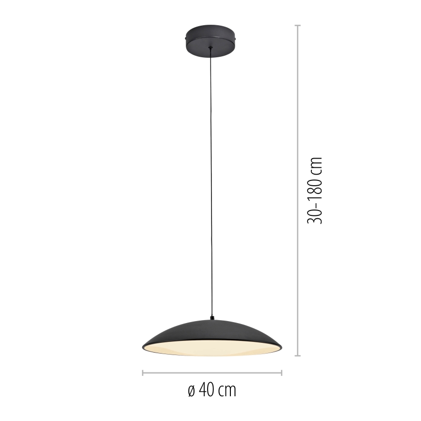 Schöner Wohnen 14606-18 - LENTE dimmable LED pendant on cable, 17 W LED, 230 V, Ø 40 cm, black