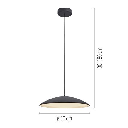 Schöner Wohnen 14607-18 - LENTE LED dimmable cable-suspended pendant light, LED/23W/230V, Ø 50 cm, black