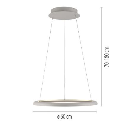 Schöner Wohnen 15570-39 - LED dimmable pendant light on cable QUILLO LED/36W/230V Ø 60 cm grey