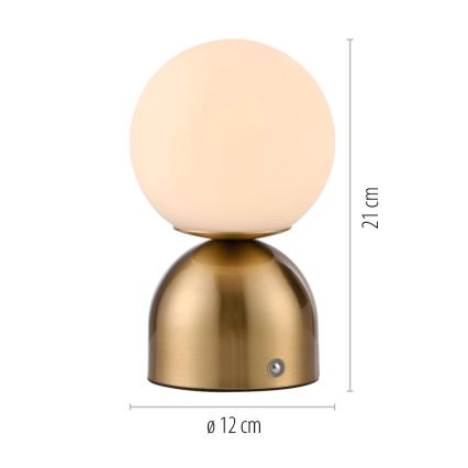 Schöner Wohnen 19218-12 - RUDI LED Dimmable Touch Rechargeable Table Lamp LED/1.2W/5V 3000–6000K 1200 mAh Gold