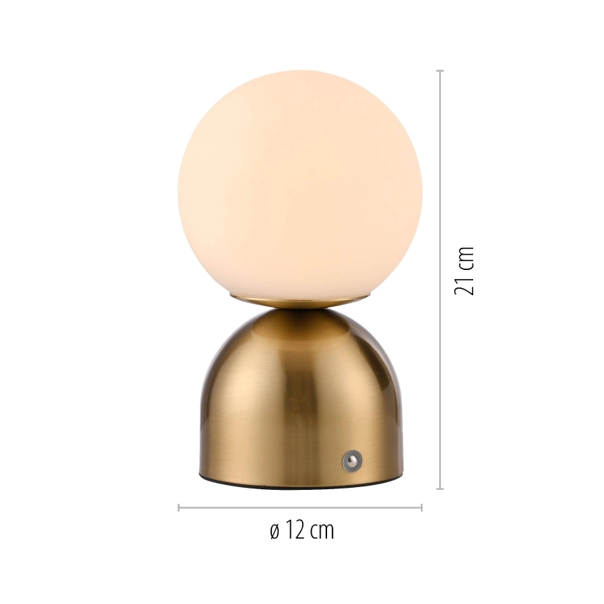 Schöner Wohnen 19218-12 - RUDI LED Dimmable Touch Rechargeable Table Lamp LED/1.2W/5V 3000–6000K 1200 mAh Gold