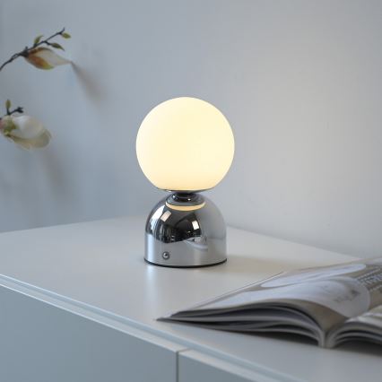 Schöner Wohnen 19218-17 - RUDI LED touch-dimmable rechargeable table lamp LED/1.2W/5V 3000-6000K 1200 mAh polished chrome