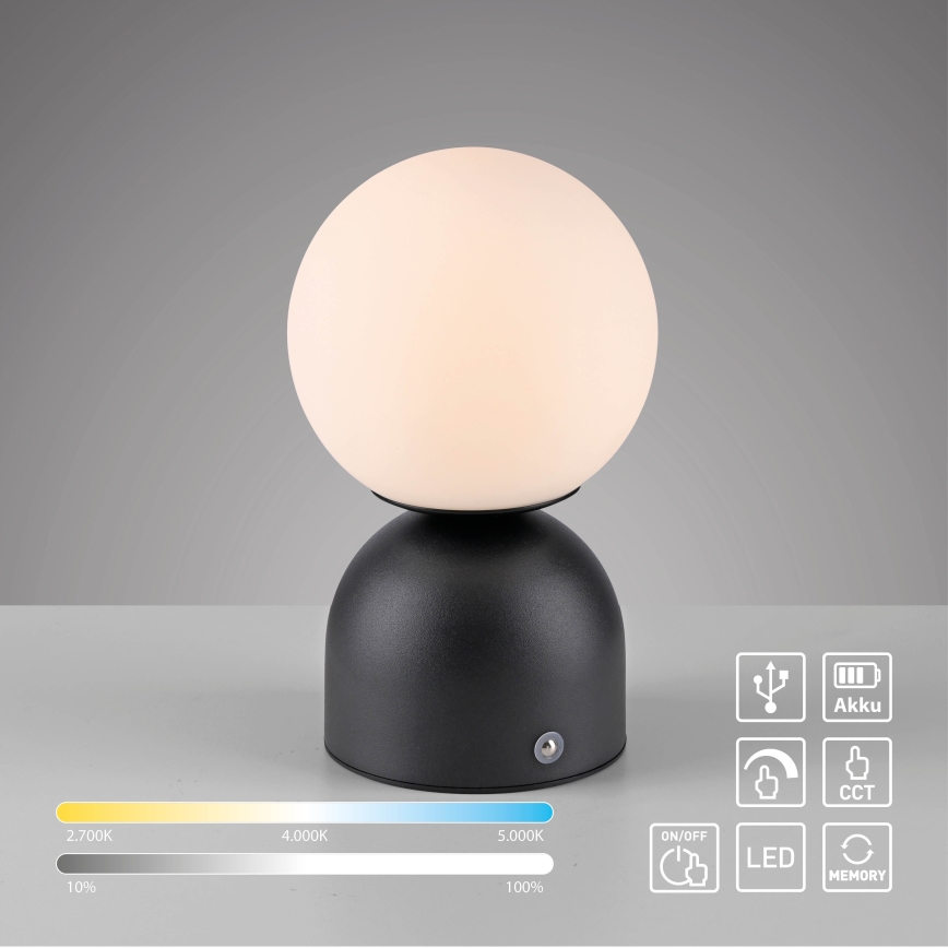 Schöner Wohnen 19218-18 - LED Touch-dimmable rechargeable table lamp RUDI LED/1,2W/5V 3000-6000K 1200 mAh black